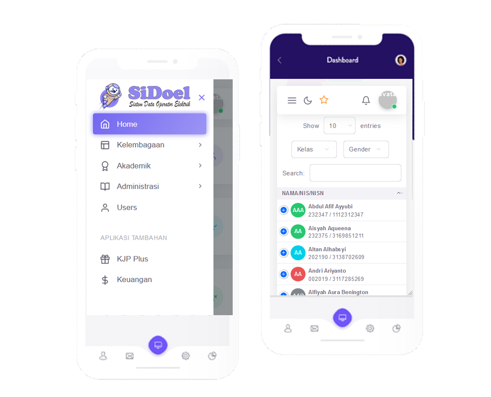 SiDoel mobile app's UI